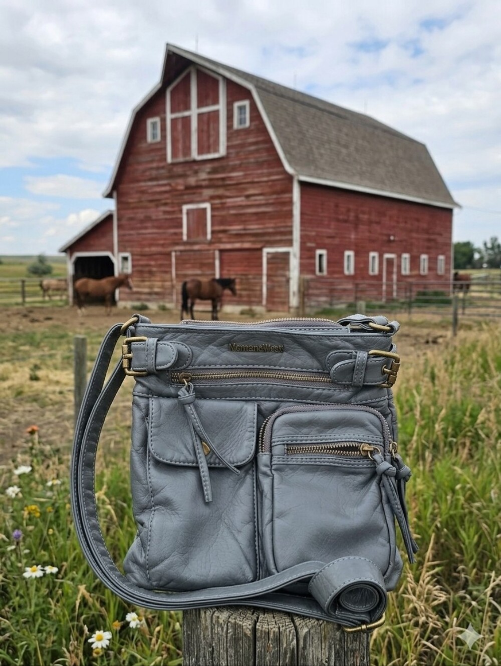 Mountain West Washed Leather Crossbody Bag